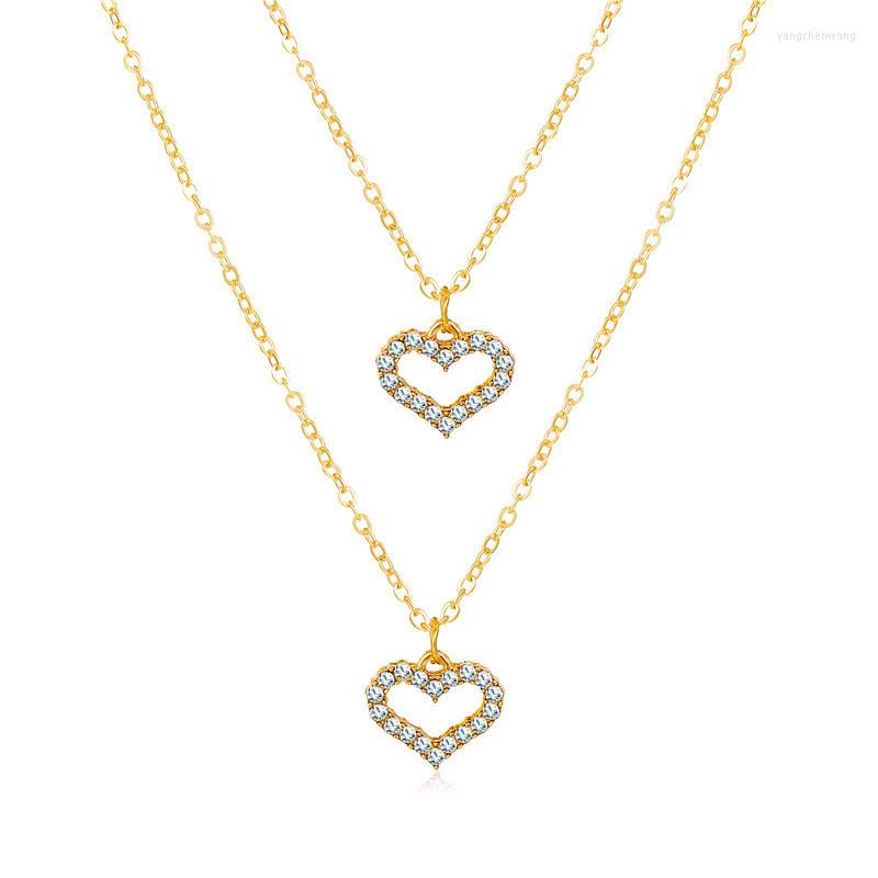 Choker Gold Double Layer Heart Necklace Shining Bling Zircon Women Clavicle Chain Elegant Charm Wedding Pendant Jewelry
Choker Gold Double Layer Heart Necklace Shining Bling Zircon Women Clavicle Chain Elegant Charm Wedding Pendant Jewelry