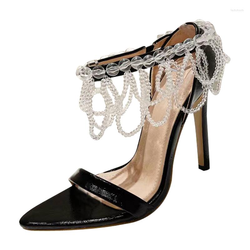 Sandals 11cm Ladies Stiletto Beaded Ankle Pointed Toe High Heels Summer Open Wedding Shoes Bride Black Woman
Sandals 11cm Ladies Stiletto Beaded Ankle Pointed Toe High Heels Summer Open Wedding Shoes Bride Black Woman