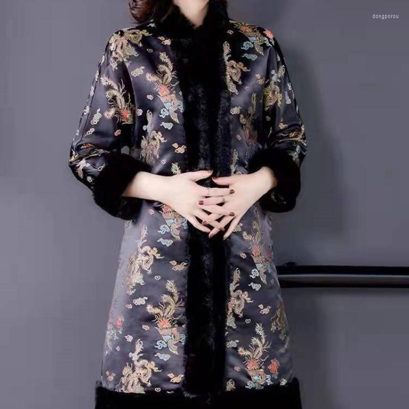 Women' Trench Coats Wither Woman Long Coat Cotton Furry Embroidery Chinese Traditional Totem Vintage Oriental Ethnic Folk Party Holiday, Cream
Women' Trench Coats Wither Woman Long Coat Cotton Furry Embroidery Chinese Traditional Totem Vintage Oriental Ethnic Folk Party Holiday, Cream