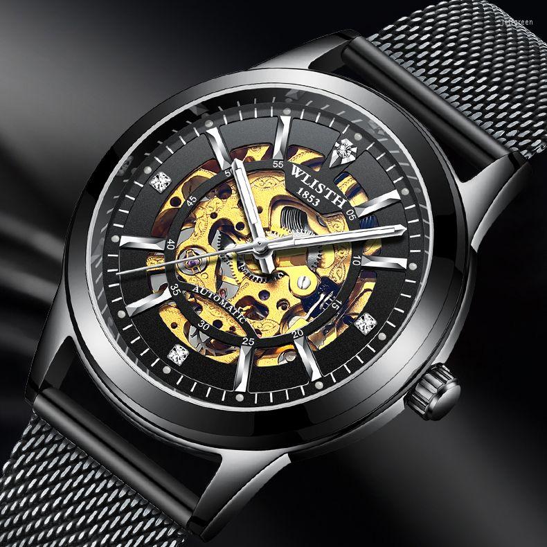 Wristwatches WLISTH Automatic Mechanical Men's Watch Waterproof Luminous Men Wrist Mesh Band Watches Sports Male Clock, Gold
Wristwatches WLISTH Automatic Mechanical Men's Watch Waterproof Luminous Men Wrist Mesh Band Watches Sports Male Clock, Gold