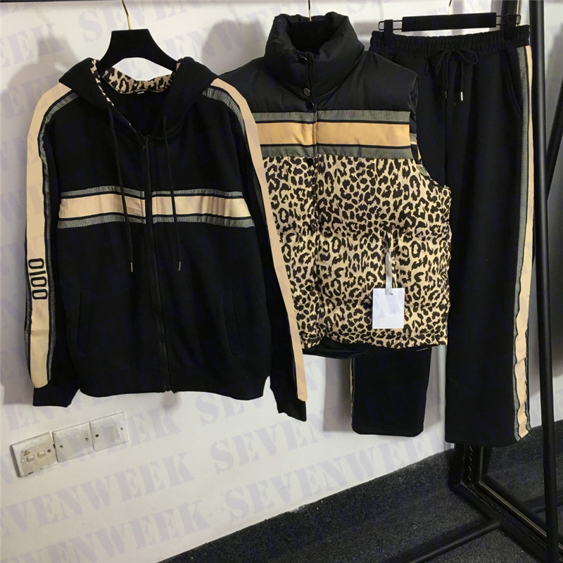 Leopard Down Vest Jackets Womens Tracksuits Letter Print Hooded Sweatshirts Casual Sports Pants 3pcs Sets, Black
Leopard Down Vest Jackets Womens Tracksuits Letter Print Hooded Sweatshirts Casual Sports Pants 3pcs Sets, Black