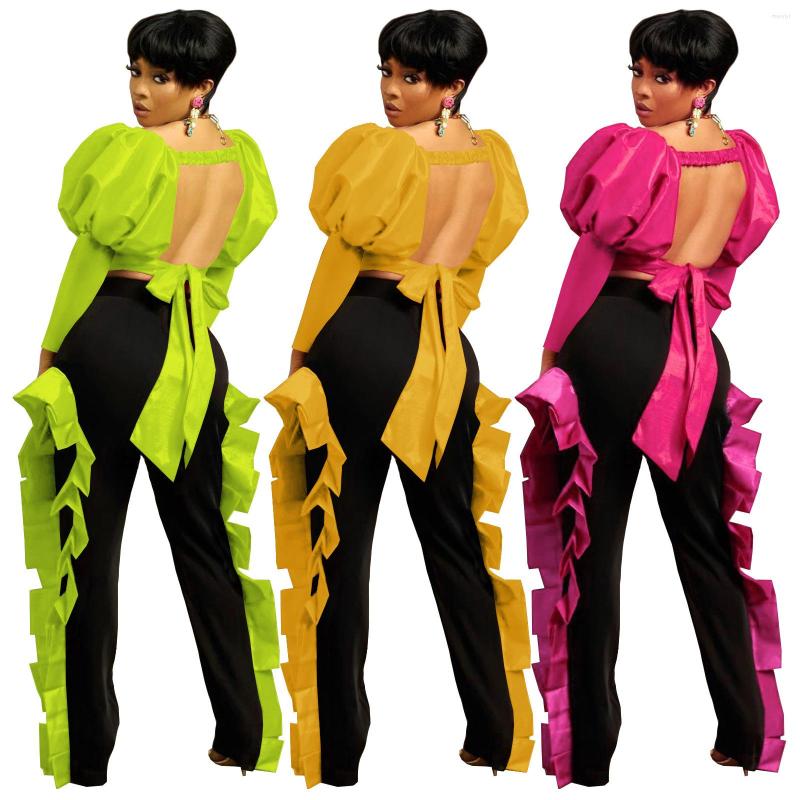 Women' Two Piece Pants Ruffles Women 2 Set Square Neck Long Puff Sleeve High Waist Side Matching 2022 Autumn Elegant Office Lady, Orange
Women' Two Piece Pants Ruffles Women 2 Set Square Neck Long Puff Sleeve High Waist Side Matching 2022 Autumn Elegant Office Lady, Orange