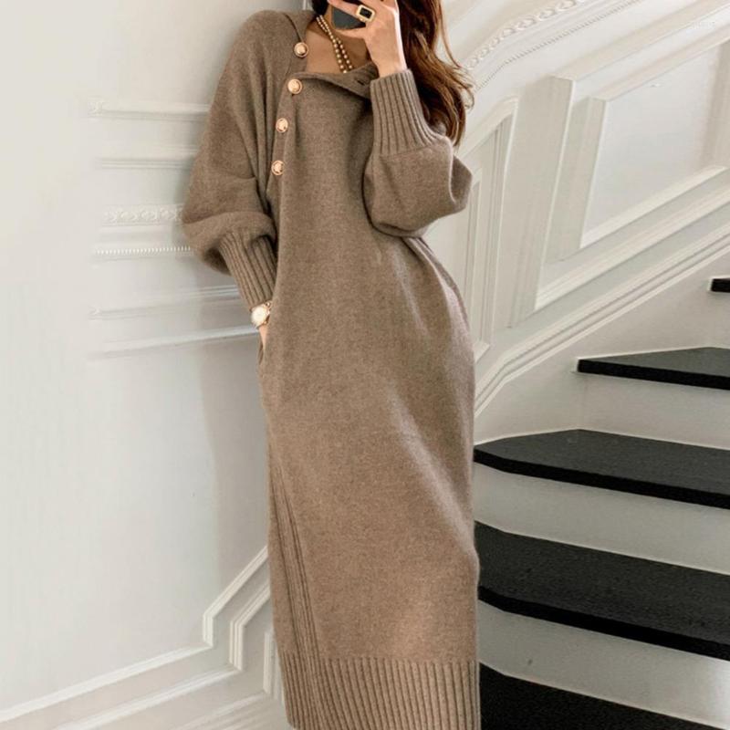Casual Dresses Turtleneck Long Sleeve Knitted Dress Pure Color Belt Ribbed Trim Sweater Coldproof Mid-Calf Length Women, Black
Casual Dresses Turtleneck Long Sleeve Knitted Dress Pure Color Belt Ribbed Trim Sweater Coldproof Mid-Calf Length Women, Black
