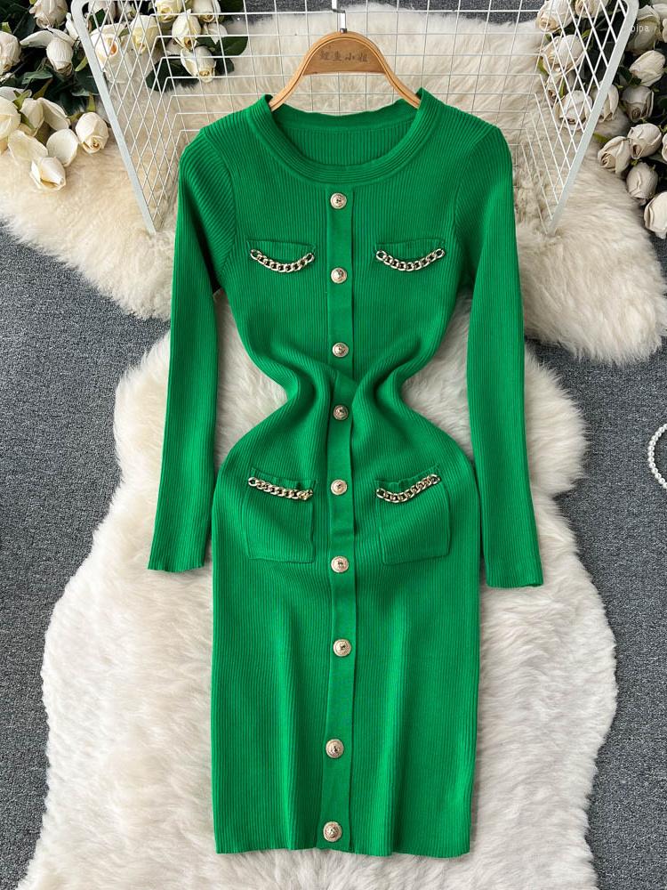 Casual Dresses Vintage Elegant Design Chain Deco Kniwear Bodycon Dress Women Retro Fashion Sheath Knitted Party Dreses Fall Winter Sweater, Black
Casual Dresses Vintage Elegant Design Chain Deco Kniwear Bodycon Dress Women Retro Fashion Sheath Knitted Party Dreses Fall Winter Sweater, Black