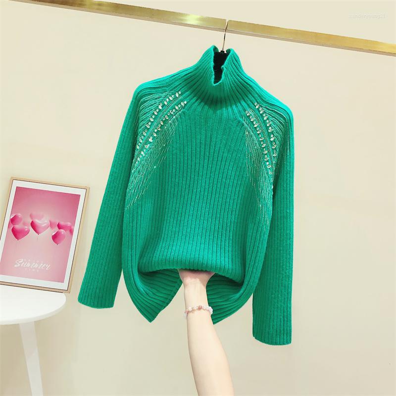 Women' Sweaters Winter Clothes Fashion Exquisite Rhinestone Knitwear Women' Irregular Slit Loose High Collar Sweater Woman Knitting, Green
Women' Sweaters Winter Clothes Fashion Exquisite Rhinestone Knitwear Women' Irregular Slit Loose High Collar Sweater Woman Knitting, Green