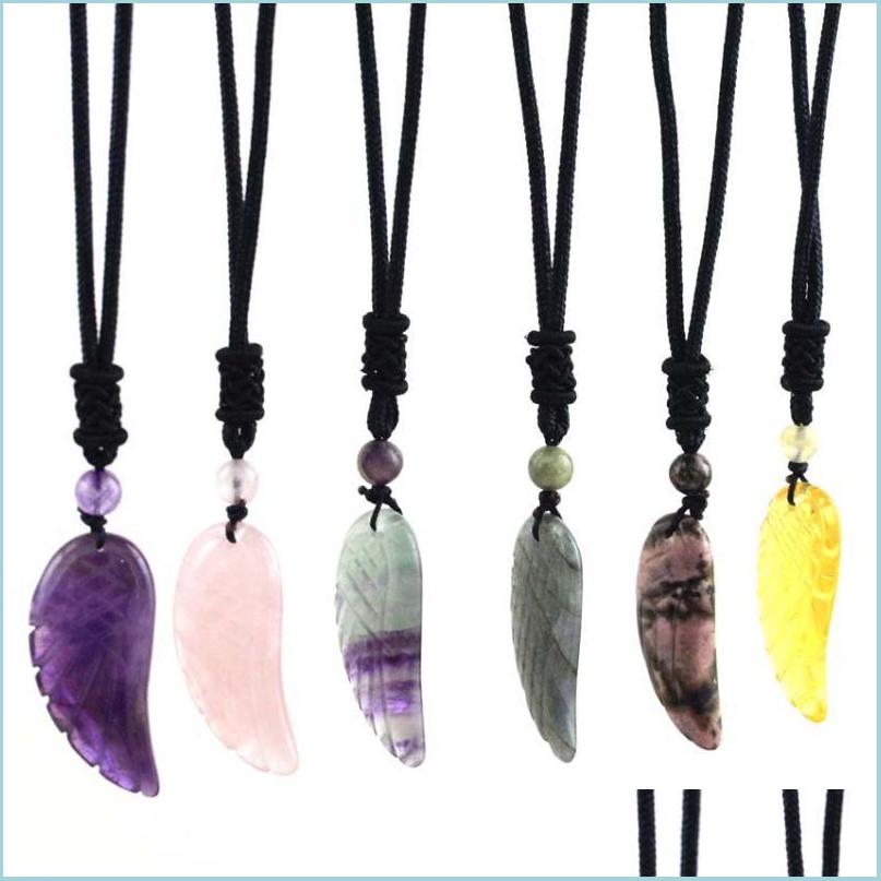 Pendant Necklaces Pendant Necklaces Natural Stone Carve Angel Wing Healing Crystal Quartz Lapis Lazi Reiki Chakra Pointed R Dayupshop Dh1Aj
Pendant Necklaces Pendant Necklaces Natural Stone Carve Angel Wing Healing Crystal Quartz Lapis Lazi Reiki Chakra Pointed R Dayupshop Dh1Aj