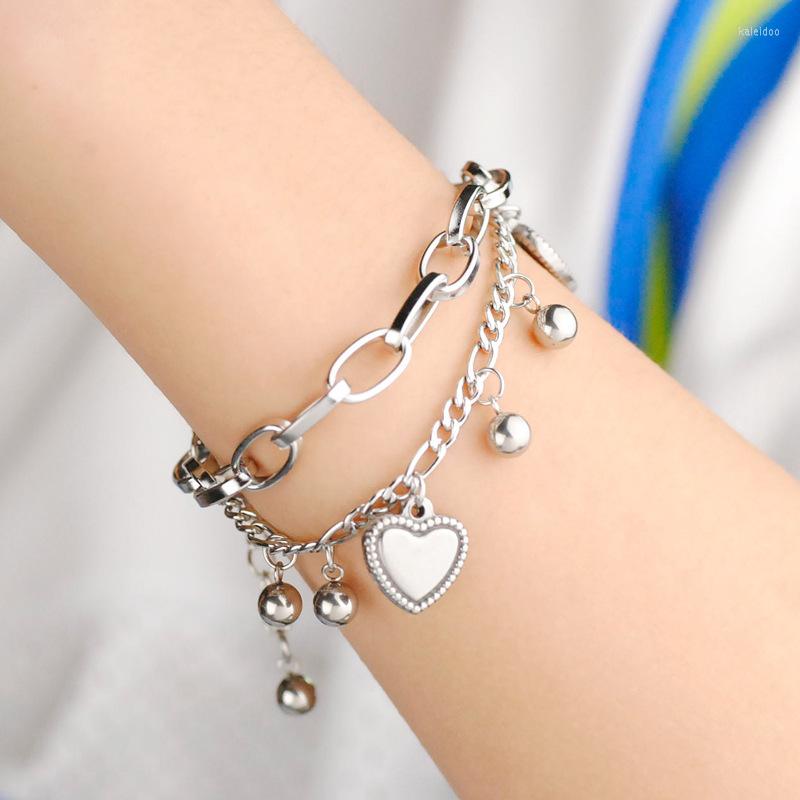 Charm Bracelets Fashion Women Trend Peach Heart Double Layer Chain Stainless Steel Round Bead Pendant Bracelet Gift Jewelry
Charm Bracelets Fashion Women Trend Peach Heart Double Layer Chain Stainless Steel Round Bead Pendant Bracelet Gift Jewelry