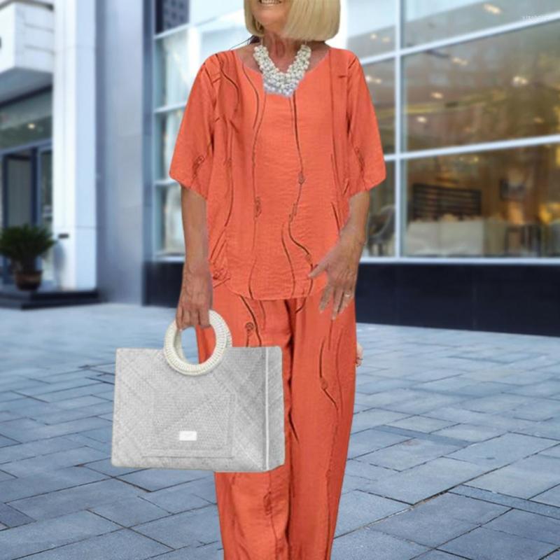 Women' Two Piece Pants Print Leisure Loose Type Wide Leg T-shirt Trousers Suit Grandma Garment, Dark orange
Women' Two Piece Pants Print Leisure Loose Type Wide Leg T-shirt Trousers Suit Grandma Garment, Dark orange