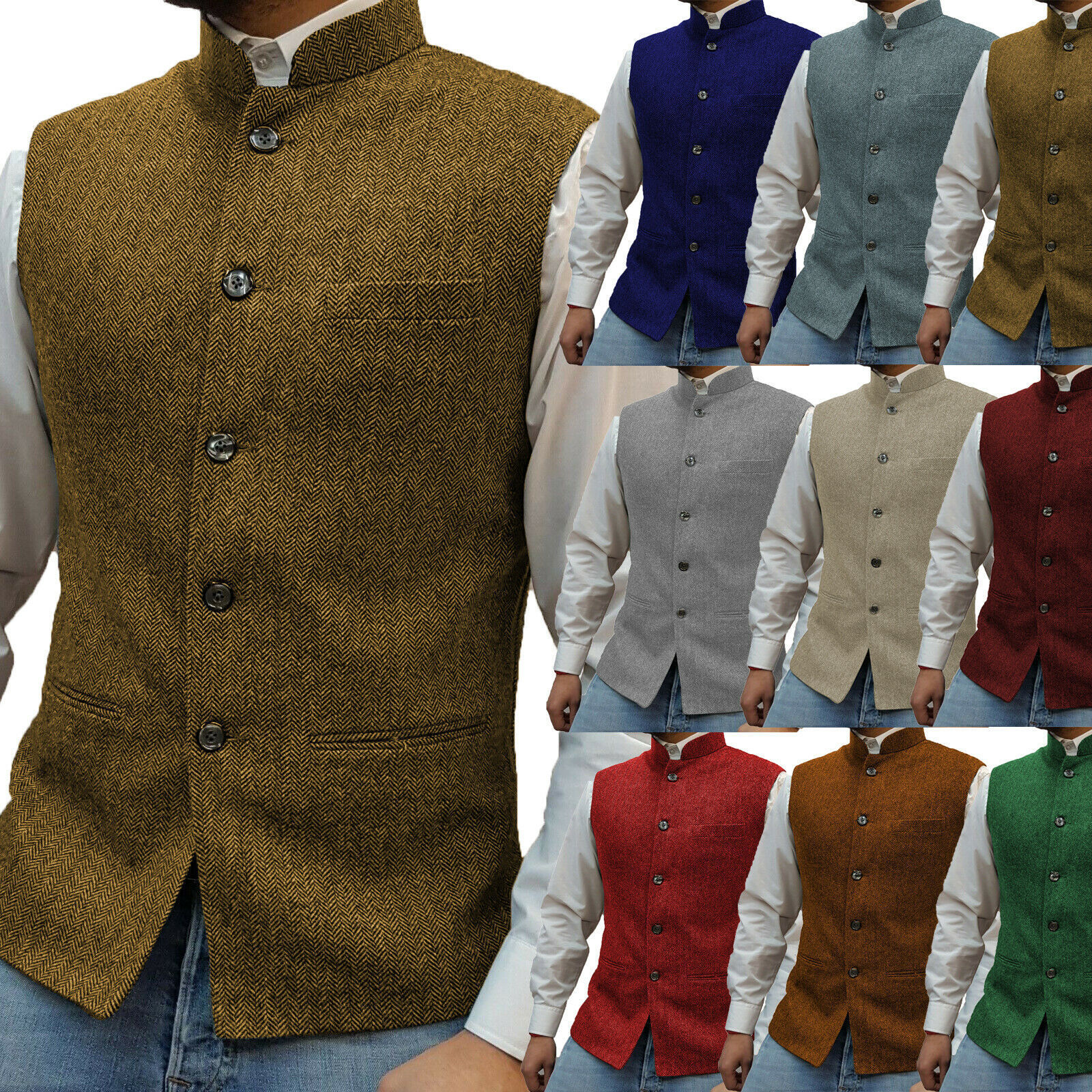 Men's Suits Blazers Men's Suit Vest Standup Collar Herringbone Steampunk Style Wedding Groom Waistcoat 220930, Green
Men's Suits Blazers Men's Suit Vest Standup Collar Herringbone Steampunk Style Wedding Groom Waistcoat 220930, Green