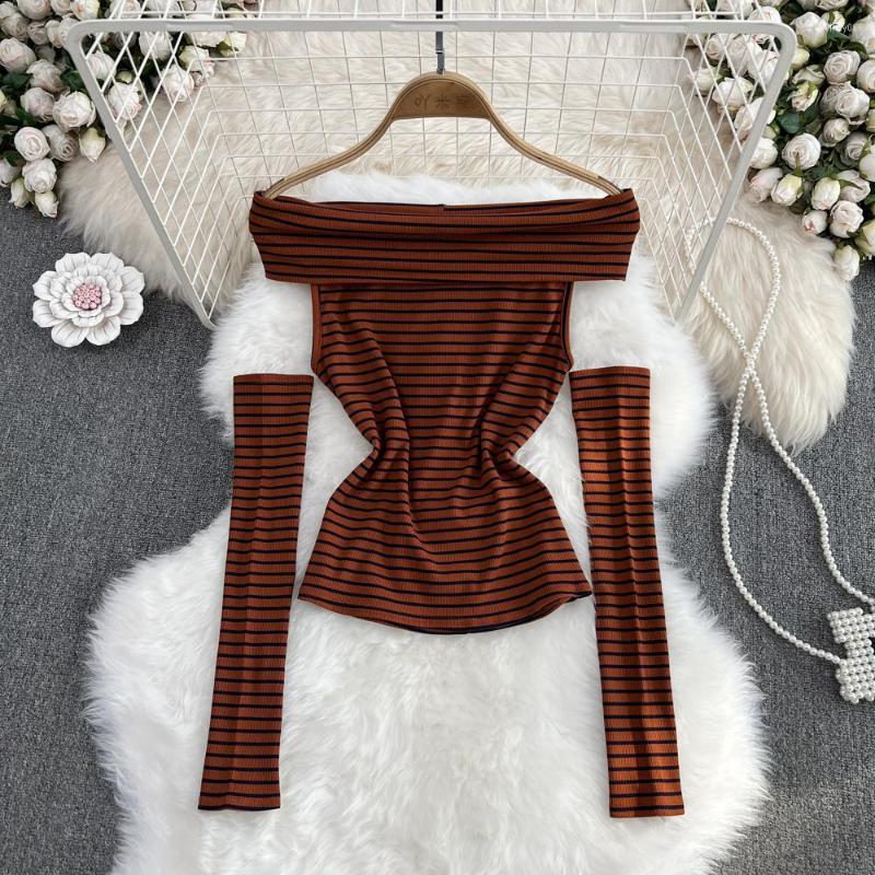 Women's T Shirts Autumn Korean Version Of Pure Desire Striped Top Girl One-word Neck Off-shoulder High-waist Slim T-shirt Women, Black
Women's T Shirts Autumn Korean Version Of Pure Desire Striped Top Girl One-word Neck Off-shoulder High-waist Slim T-shirt Women, Black