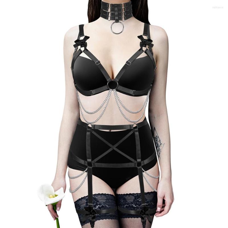 Garters 3PC Black Skirt Bondage Harness Chain Metal Waist Belt Punk Goth Sexy Lingerie Dress Hollow Suspender Body Harajuku Dance Rave, White
Garters 3PC Black Skirt Bondage Harness Chain Metal Waist Belt Punk Goth Sexy Lingerie Dress Hollow Suspender Body Harajuku Dance Rave, White