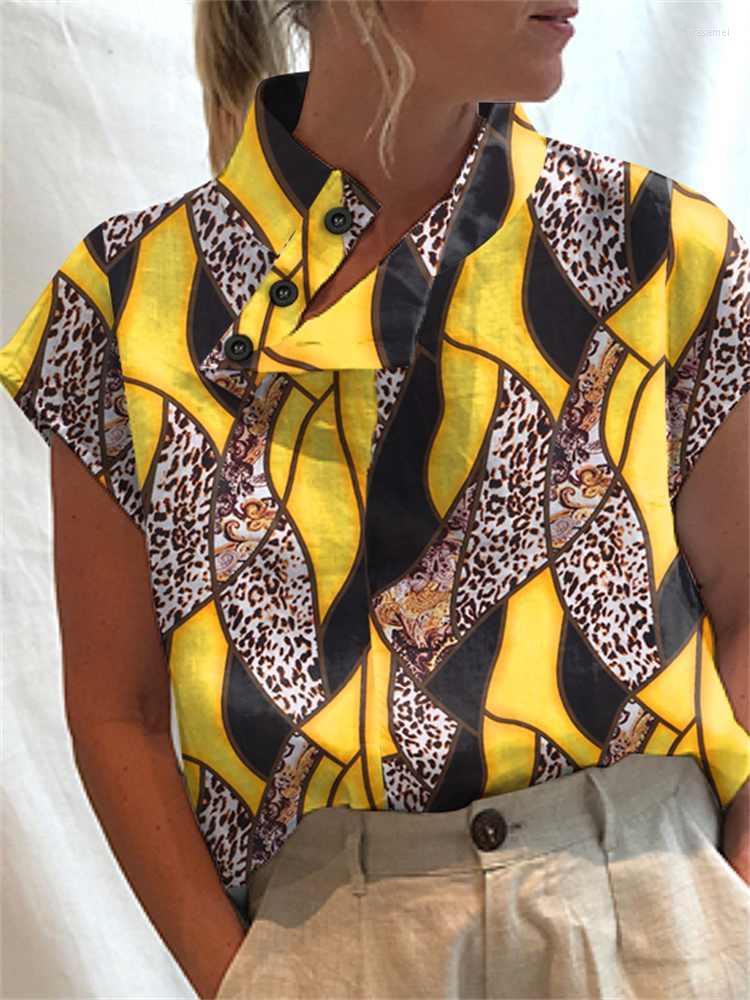 Women' Blouses Celmia Summer Women Blouse Fashion Short Sleeve 2022 Leopard Print High Collar Shirts Casual Loose Patchwork Streetwear Tops, Green 
Women' Blouses Celmia Summer Women Blouse Fashion Short Sleeve 2022 Leopard Print High Collar Shirts Casual Loose Patchwork Streetwear Tops, Green