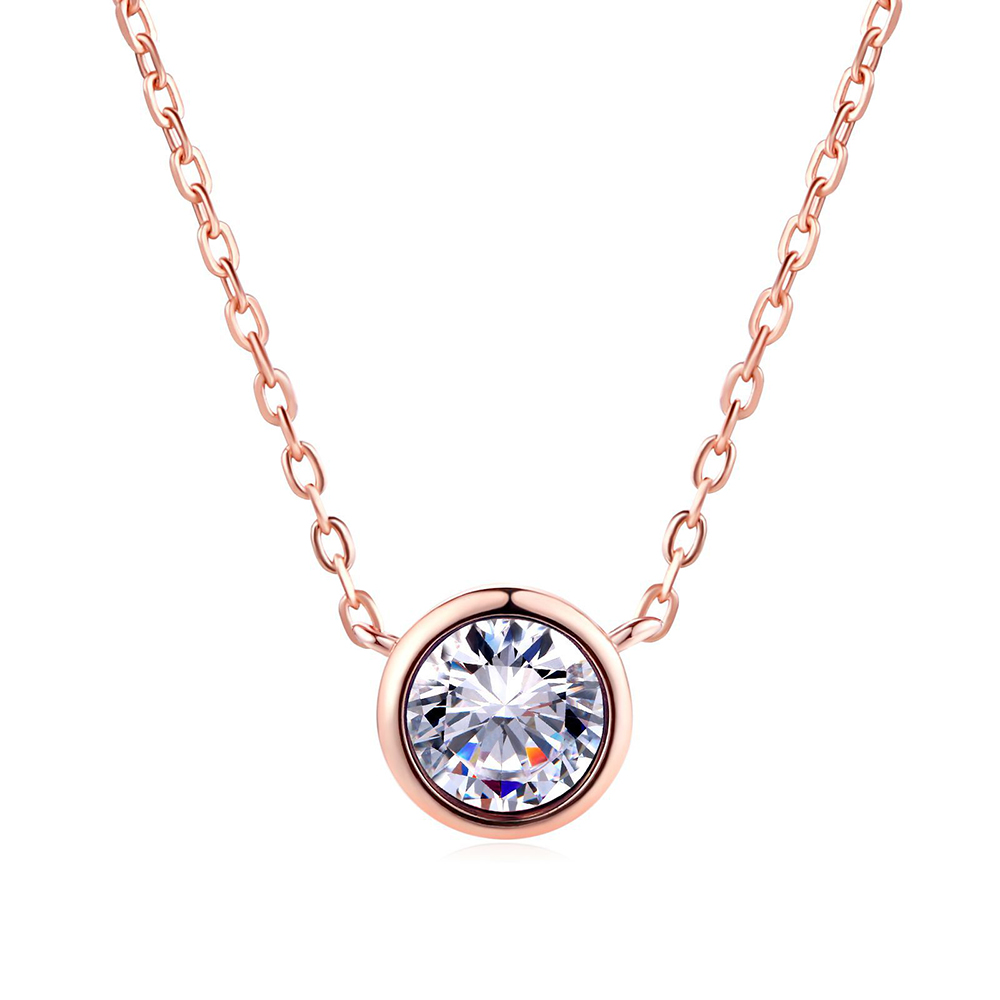 Single Diamond Stone Pendants Necklace Designer Gold Plated Clavicle Chain Women Jewelry Gift