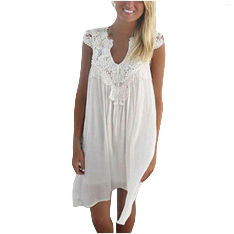Casual Dresses Lace Sleeveless V-Neck Solid Women Dress Sexy Beach Sling Fashion Women, White
Casual Dresses Lace Sleeveless V-Neck Solid Women Dress Sexy Beach Sling Fashion Women, White