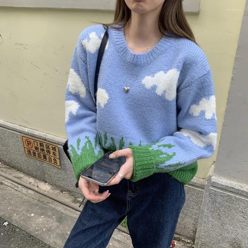 Women' Sweaters Scenery Print Knitted Sweater Women Round Neck Warm Loose Pullovers Long Sleeve Cloud Grass Streetwear Pullover Tops, Picture shown
Women' Sweaters Scenery Print Knitted Sweater Women Round Neck Warm Loose Pullovers Long Sleeve Cloud Grass Streetwear Pullover Tops, Picture shown