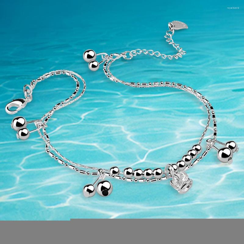 Anklets Fashion Women's Silver Ankle Anklet 925 Bead Crown Bracelet Summer Beach Sandals Jewelry Accessories Bijoux
Anklets Fashion Women's Silver Ankle Anklet 925 Bead Crown Bracelet Summer Beach Sandals Jewelry Accessories Bijoux