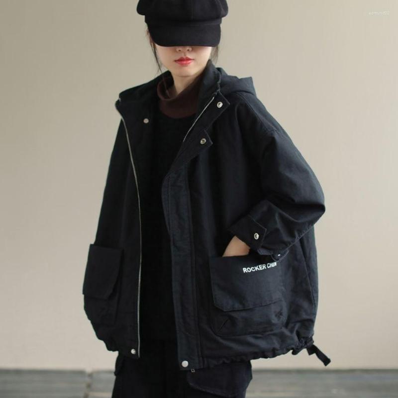Women's Trench Coats Large Size Loose Literary Long Sleeve Hooded Korean Winter Coat Letter Printing Versatile Casual Cotton Clip Women, Gray
Women's Trench Coats Large Size Loose Literary Long Sleeve Hooded Korean Winter Coat Letter Printing Versatile Casual Cotton Clip Women, Gray