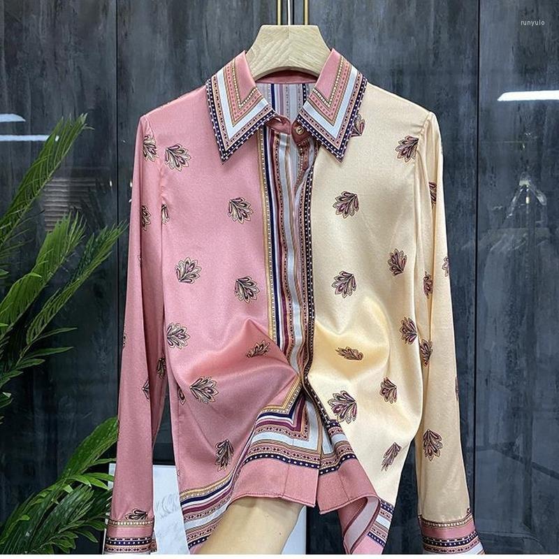 Women' Blouses Satin Imitation Silk Shirt Long Sleeve 2022 Fashion High End Print Top Camisas Blouse, Pink
Women' Blouses Satin Imitation Silk Shirt Long Sleeve 2022 Fashion High End Print Top Camisas Blouse, Pink