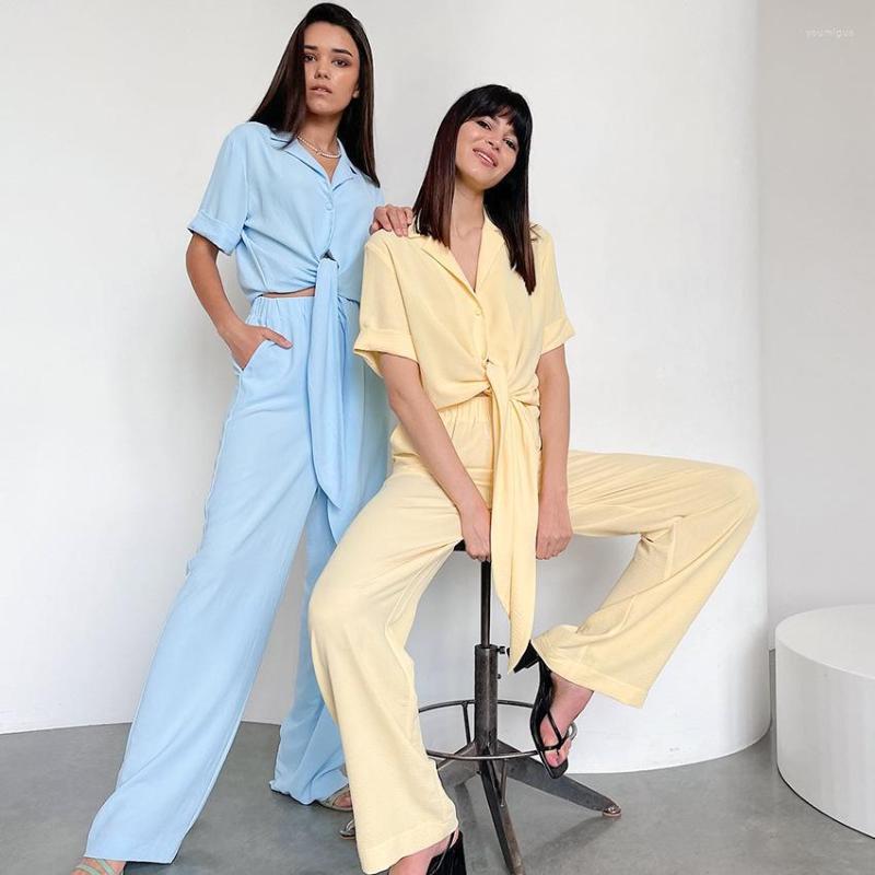 Women' Two Piece Pants Set Women And Tops Summer Clothing 2022 French Style Short Sleeve Shirt Matching Sets Solid Color Casual Wear, Blue
Women' Two Piece Pants Set Women And Tops Summer Clothing 2022 French Style Short Sleeve Shirt Matching Sets Solid Color Casual Wear, Blue