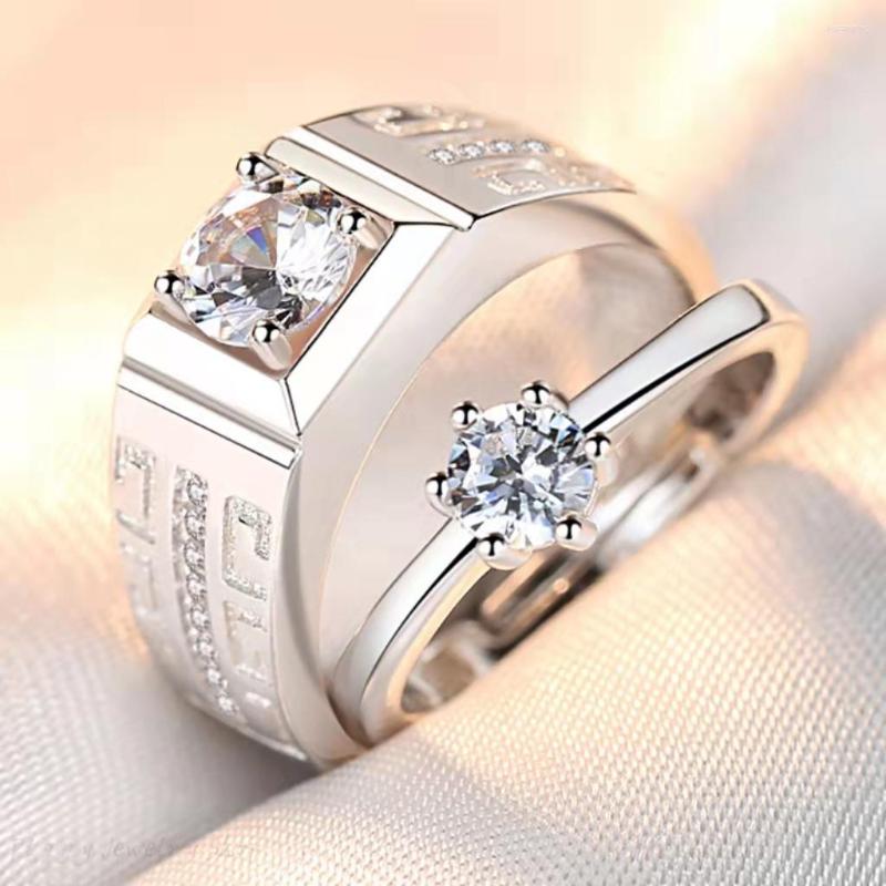 Wedding Rings Couple Open Ring Classic Six-claw Zircon Elegant And Exquisite Bright Design Men's Women's Party Engagement Jewelry
Wedding Rings Couple Open Ring Classic Six-claw Zircon Elegant And Exquisite Bright Design Men's Women's Party Engagement Jewelry