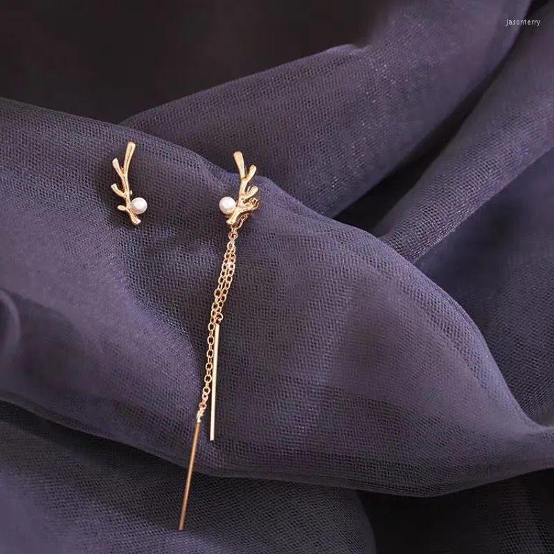 Stud Earrings Yellow Gold Color Simple Antler For Women Trendy Asymmetric Imitation Pearl Tassel Wholesale
Stud Earrings Yellow Gold Color Simple Antler For Women Trendy Asymmetric Imitation Pearl Tassel Wholesale