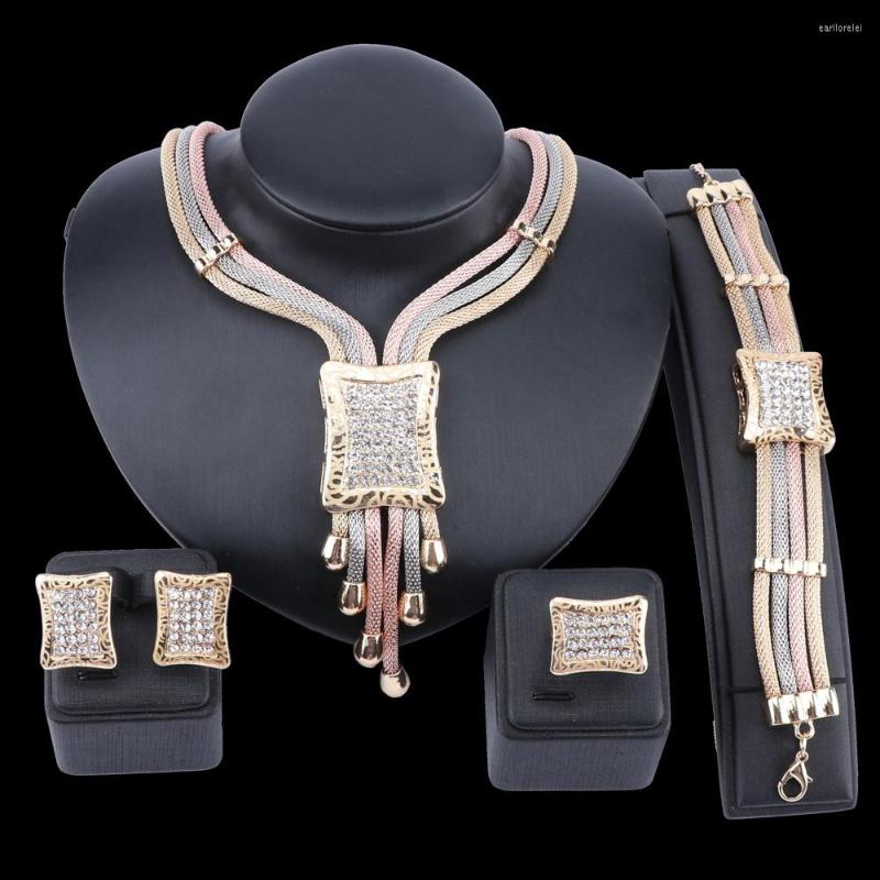 Necklace Earrings Set Trendy Gold-color Metal Square Shape Punk Style Wedding Ring Bracelet Women, Picture shown
Necklace Earrings Set Trendy Gold-color Metal Square Shape Punk Style Wedding Ring Bracelet Women, Picture shown