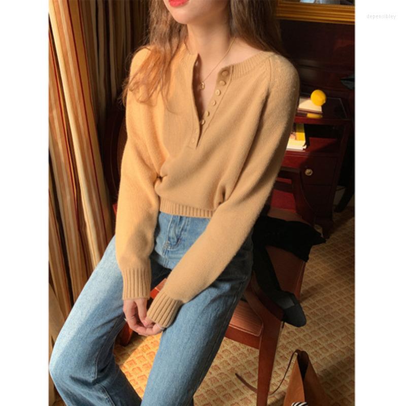 Women' Sweaters Women Autumn V-neck Small Breasted Long Sleeve Pullover Korean Chic Tender Solid All-match Fashion, Khaki
Women' Sweaters Women Autumn V-neck Small Breasted Long Sleeve Pullover Korean Chic Tender Solid All-match Fashion, Khaki