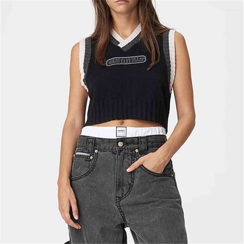Women' Vests 2022 Women Sweater Vest Simple All-match Patchwork Korean Style V-neck Knitwear Leisure Student Sleeveless Female Vintage, Black
Women' Vests 2022 Women Sweater Vest Simple All-match Patchwork Korean Style V-neck Knitwear Leisure Student Sleeveless Female Vintage, Black