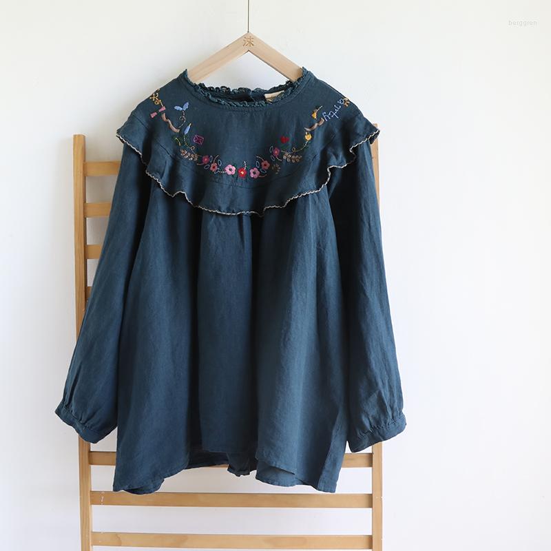 Women's Blouses Spring Autumn Women Japanese Style Mori Kei Flower Embroidery Ultra Loose Plus Size Comfortable Linen Shirts/Blouses, Blue
Women's Blouses Spring Autumn Women Japanese Style Mori Kei Flower Embroidery Ultra Loose Plus Size Comfortable Linen Shirts/Blouses, Blue