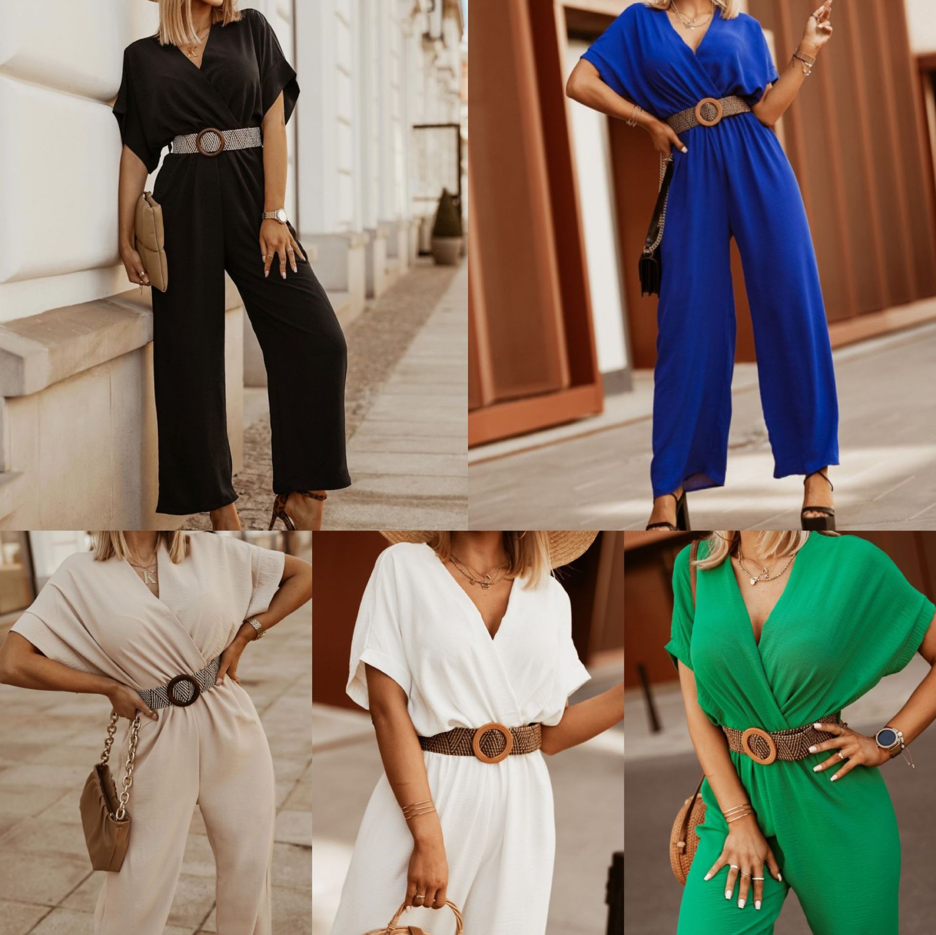Women's Jumpsuits & Rompers European and American autumn new style short sleeve V-neck bat sleeve elastic waist jumpsuit trousers including belt, White
Women's Jumpsuits & Rompers European and American autumn new style short sleeve V-neck bat sleeve elastic waist jumpsuit trousers including belt, White