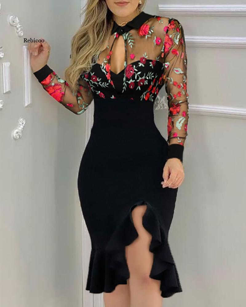 Casual Dresses Sexy Women Dress Elegant Floral Patter Sheer Mesh Slit Bodycon Femme Ruff Hem Cut Out Party Robes Skinny Vestido, Red
Casual Dresses Sexy Women Dress Elegant Floral Patter Sheer Mesh Slit Bodycon Femme Ruff Hem Cut Out Party Robes Skinny Vestido, Red