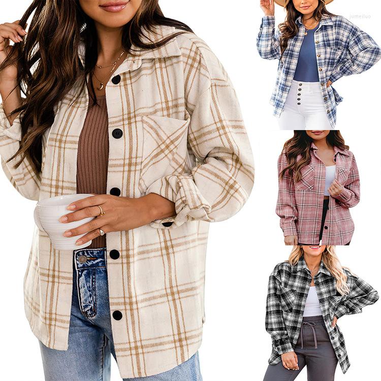 Women' Polos 2022 Autumn And Winter Thickened Plaid Shirt Women' Lapel Long Sleeve Blouse Loose Jacket
Women' Polos 2022 Autumn And Winter Thickened Plaid Shirt Women' Lapel Long Sleeve Blouse Loose Jacket