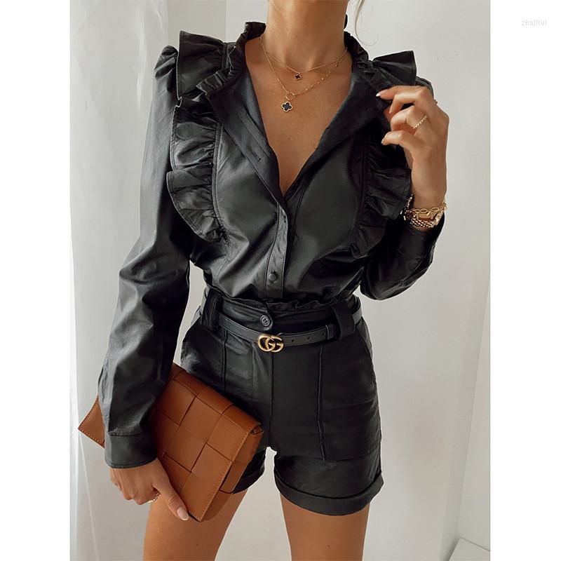 Women' Blouses Women' & Shirts Vintage Blouse Tunic Spring Autumn Women PU Leather Ruffles Long Sleeve Fashion Sexy V Neck Buttons, Picture shown
Women' Blouses Women' & Shirts Vintage Blouse Tunic Spring Autumn Women PU Leather Ruffles Long Sleeve Fashion Sexy V Neck Buttons, Picture shown