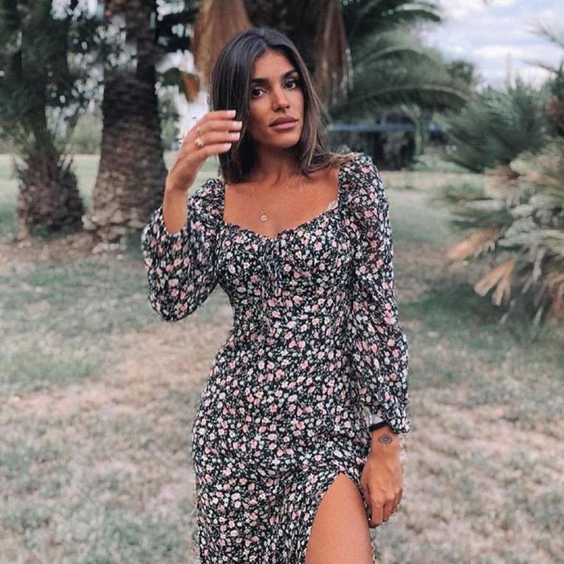 Casual Dresses Spring Vintage Square Collar Long Sleeve Floral Dress Women Autumn Winter Slit Maxi Thin Boho Vestidos, Black
Casual Dresses Spring Vintage Square Collar Long Sleeve Floral Dress Women Autumn Winter Slit Maxi Thin Boho Vestidos, Black