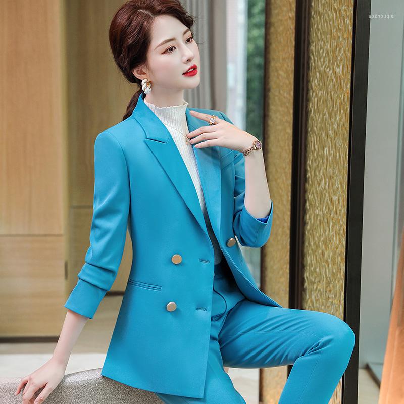 Women's Two Piece Pants Korean Spring Suit Large Size Office Women Business White-collar Formal Dress Professional Work Clothes Blue, White coat and pants
Women's Two Piece Pants Korean Spring Suit Large Size Office Women Business White-collar Formal Dress Professional Work Clothes Blue, White coat and pants