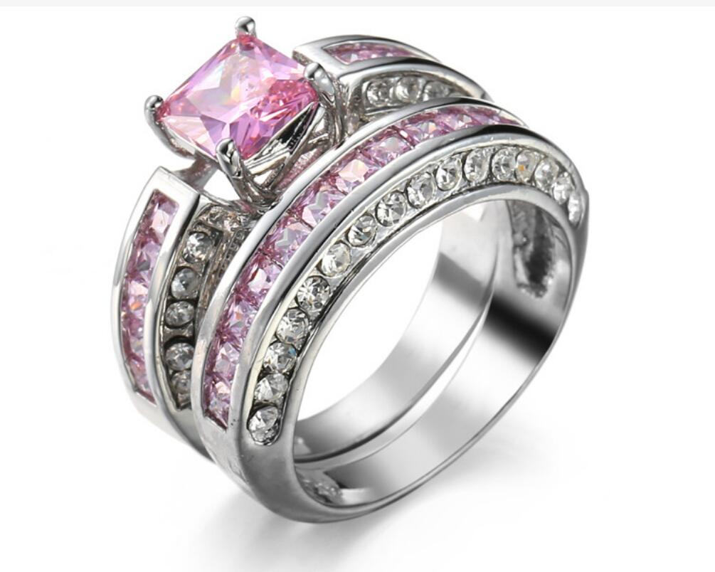 Fine Engagement Luxury Rings jewelry Princess pink sapphire10KT white Gold Filled Wedding Diamonique simulate diamond Ring with box
Fine Engagement Luxury Rings jewelry Princess pink sapphire10KT white Gold Filled Wedding Diamonique simulate diamond Ring with box