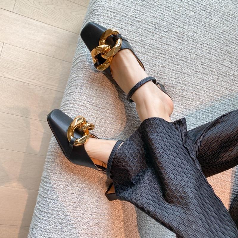 Sandals Summer Women Shoes Covered Toe Slingback Cow Leather High Heel Modern Slippers Big Chain Solid For, Black
Sandals Summer Women Shoes Covered Toe Slingback Cow Leather High Heel Modern Slippers Big Chain Solid For, Black