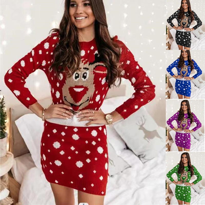 Casual Dress 2022 European and American Party Round Neck New Women's Christmas Print Long Sleeve, Green
Casual Dress 2022 European and American Party Round Neck New Women's Christmas Print Long Sleeve, Green