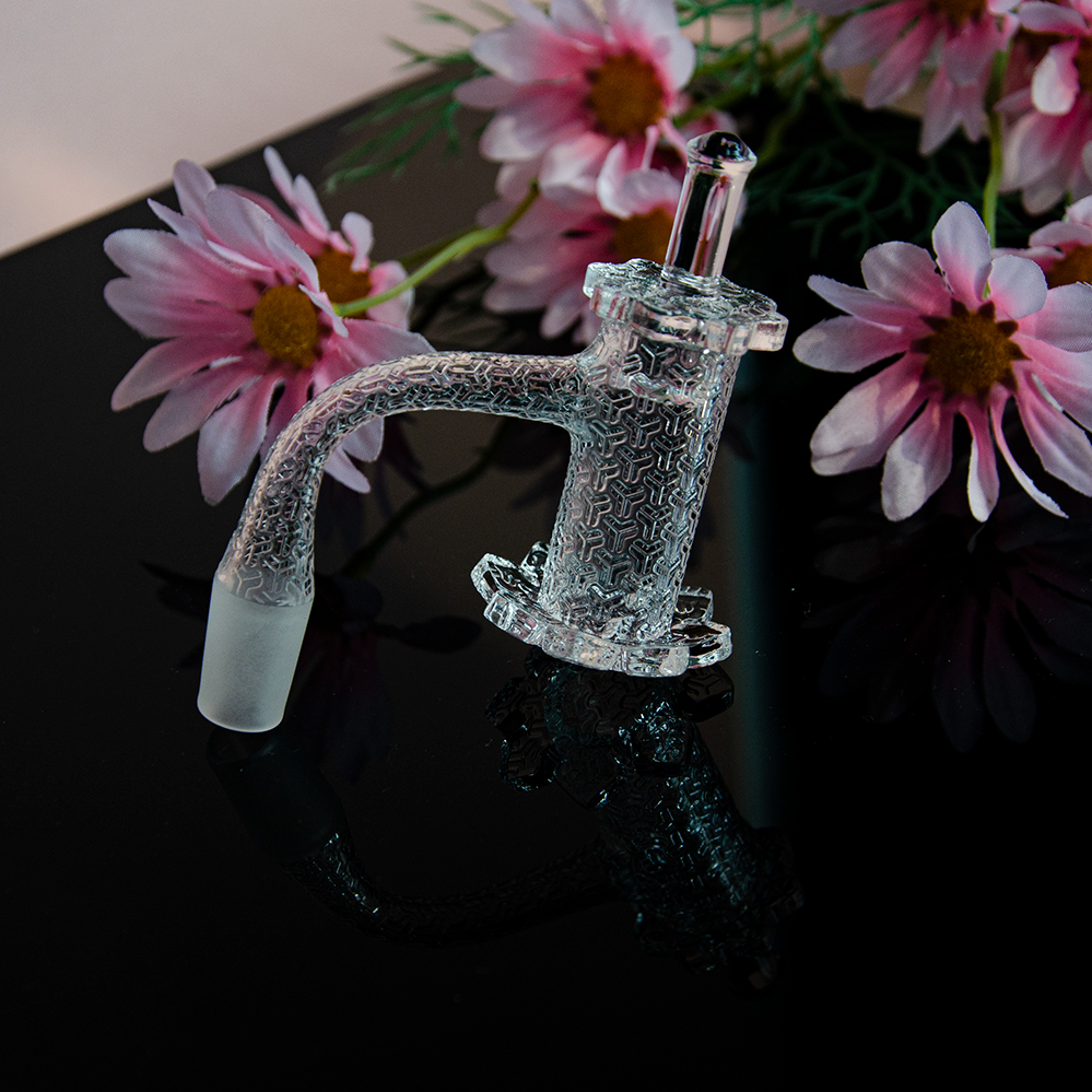 New lotus terp slurper quartz banger sets smoking Fully welded Engraved etched blender dab rig bong w/ Long Barrel