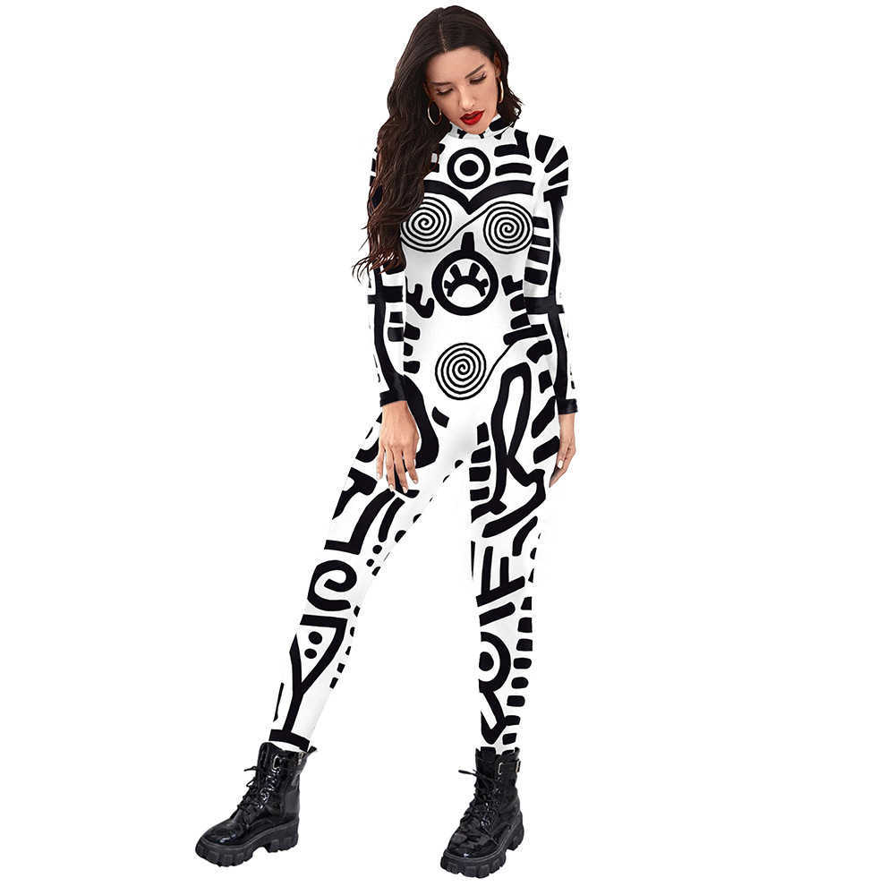 2022 Women Jumpsuits Tracksuits Black And White Abstract Pattern Digital Printing Halloween Performance One Piece Dress Bodysuits, B142-351
2022 Women Jumpsuits Tracksuits Black And White Abstract Pattern Digital Printing Halloween Performance One Piece Dress Bodysuits, B142-351