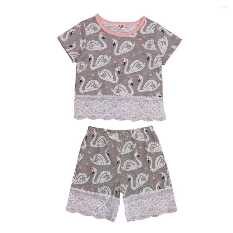 Clothing Sets Baby Short Sleeves Shorts Swan Print With Lace Stitching Decoration Sweet Style Summer, Picture shown
Clothing Sets Baby Short Sleeves Shorts Swan Print With Lace Stitching Decoration Sweet Style Summer, Picture shown