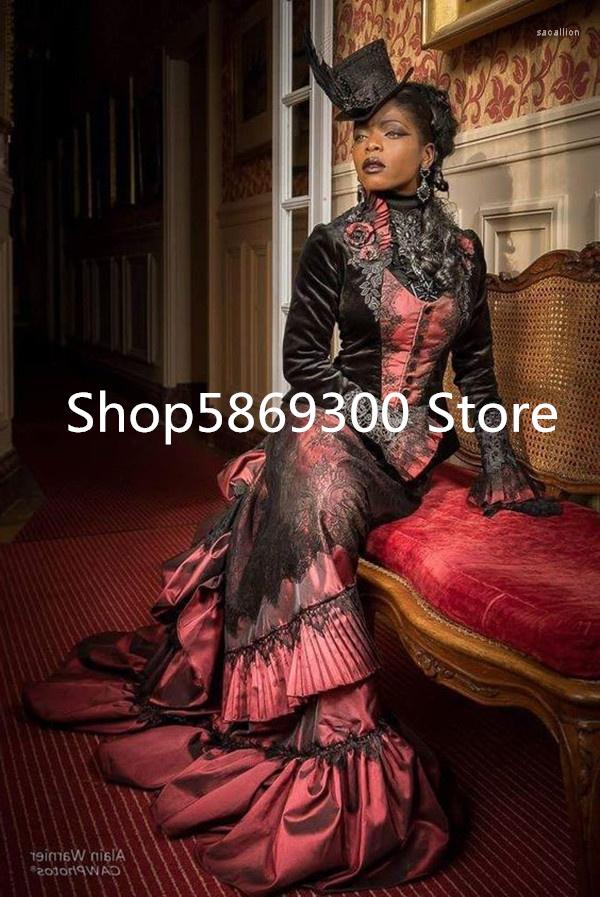 Party Dresses Black And Red Victorian Goth Prom Formal With Long Sleeve Lace-up Corset Dark Gothic Bustle Evening Holloween Gown
Party Dresses Black And Red Victorian Goth Prom Formal With Long Sleeve Lace-up Corset Dark Gothic Bustle Evening Holloween Gown