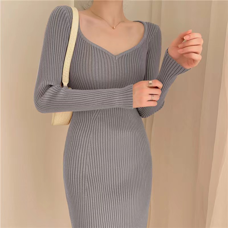 Women's Peach neckline knits slim fit bodycon lowcut sweater sheath dress Party Dresses Casual Dresses, As picture
Women's Peach neckline knits slim fit bodycon lowcut sweater sheath dress Party Dresses Casual Dresses, As picture