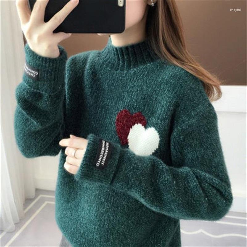 Women's Sweaters Women's Women's Autumn Winter Sweater Loose Thick Pullover Female Love Heart Embroidery Turtleneck Knitwear Lazy, Blackish green
Women's Sweaters Women's Women's Autumn Winter Sweater Loose Thick Pullover Female Love Heart Embroidery Turtleneck Knitwear Lazy, Blackish green