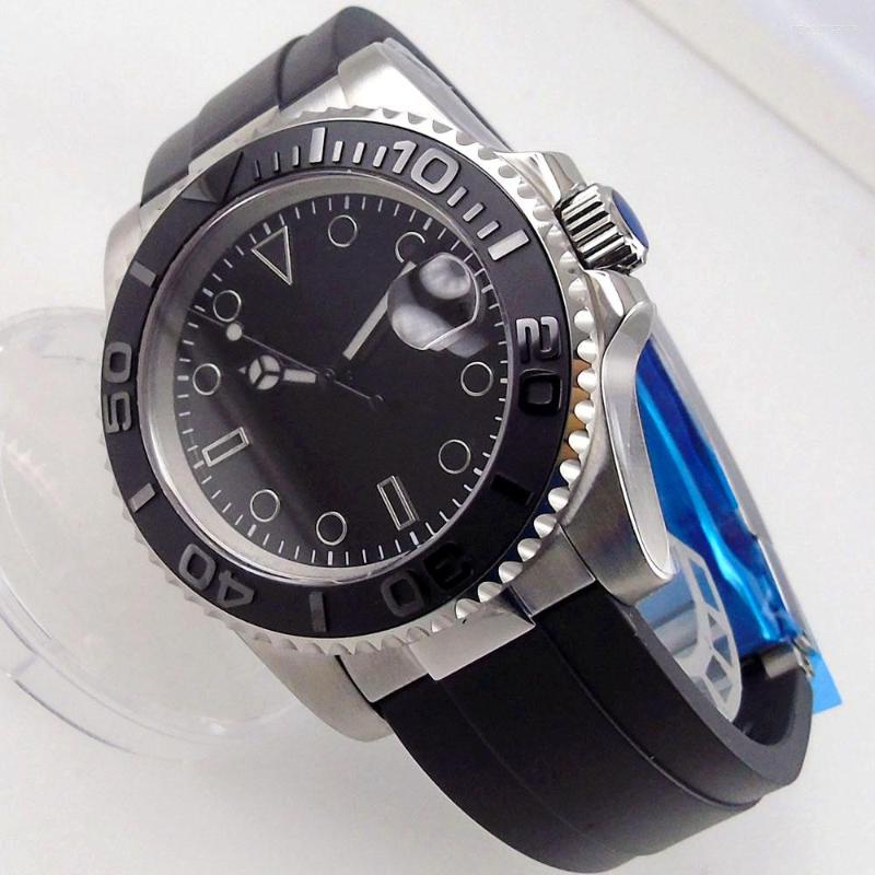 Wristwatches 40MM Brushed Insert NH35A Black Index SUB Automatic Men Watch Stainless Steel Case Rubber Strap Sapphire Crystal, Mingzhu 2813
Wristwatches 40MM Brushed Insert NH35A Black Index SUB Automatic Men Watch Stainless Steel Case Rubber Strap Sapphire Crystal, Mingzhu 2813