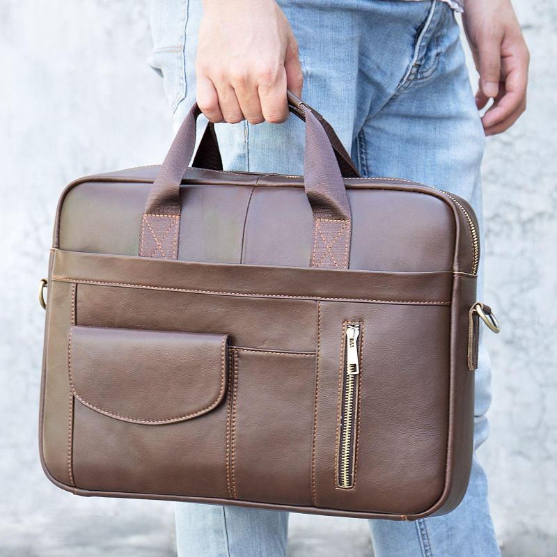 Briefcases Retro Men's Genuine Leather Laptop Bags Men 14Inch Briefcase Messenger Bag Business For Document Handbag, Coffee
Briefcases Retro Men's Genuine Leather Laptop Bags Men 14Inch Briefcase Messenger Bag Business For Document Handbag, Coffee