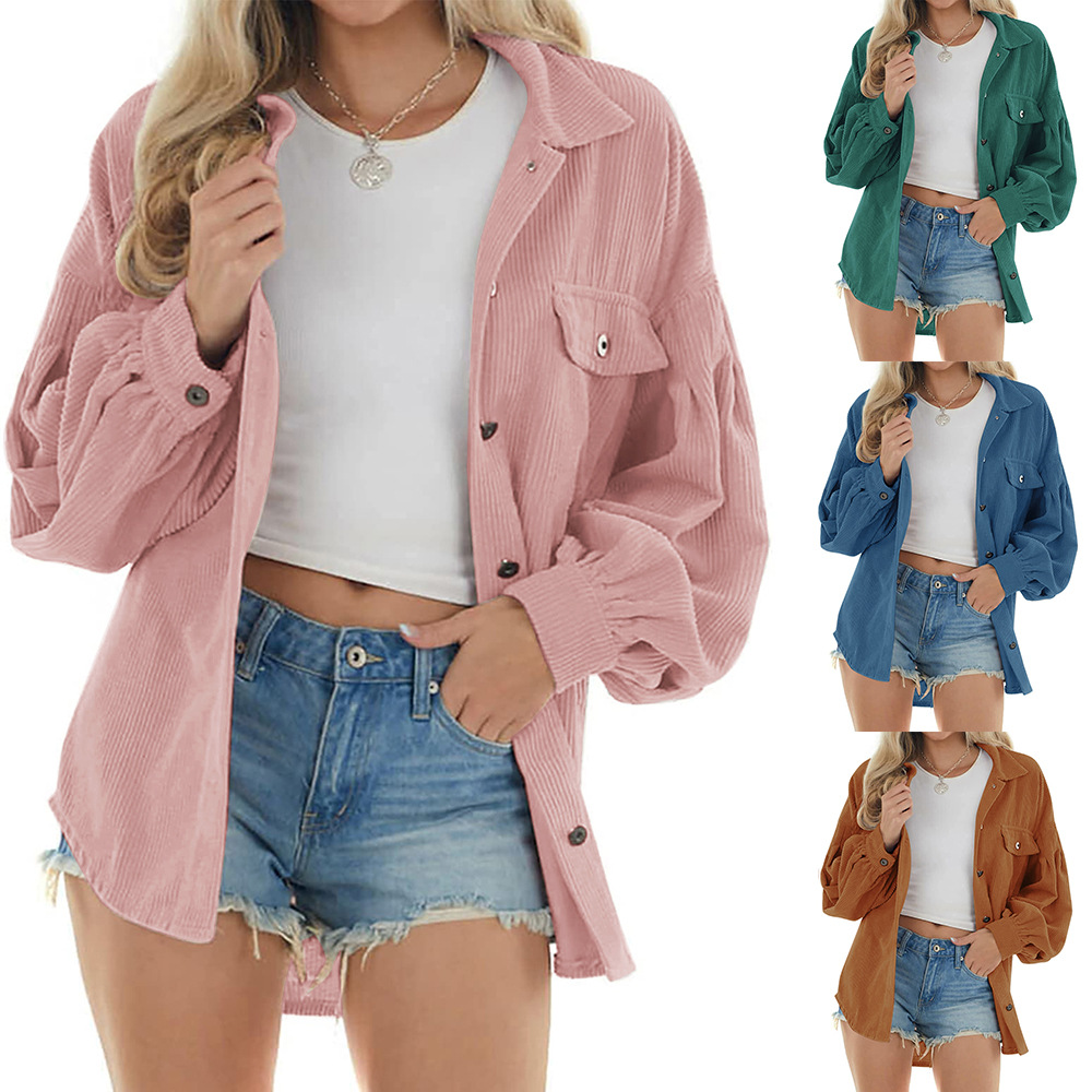 Women's Blouses & Shirts 2022 Women's Autumn and Winter New Europe and America Casual Loose Lantern Sleeve Corduroy Shirt, Blue
Women's Blouses & Shirts 2022 Women's Autumn and Winter New Europe and America Casual Loose Lantern Sleeve Corduroy Shirt, Blue