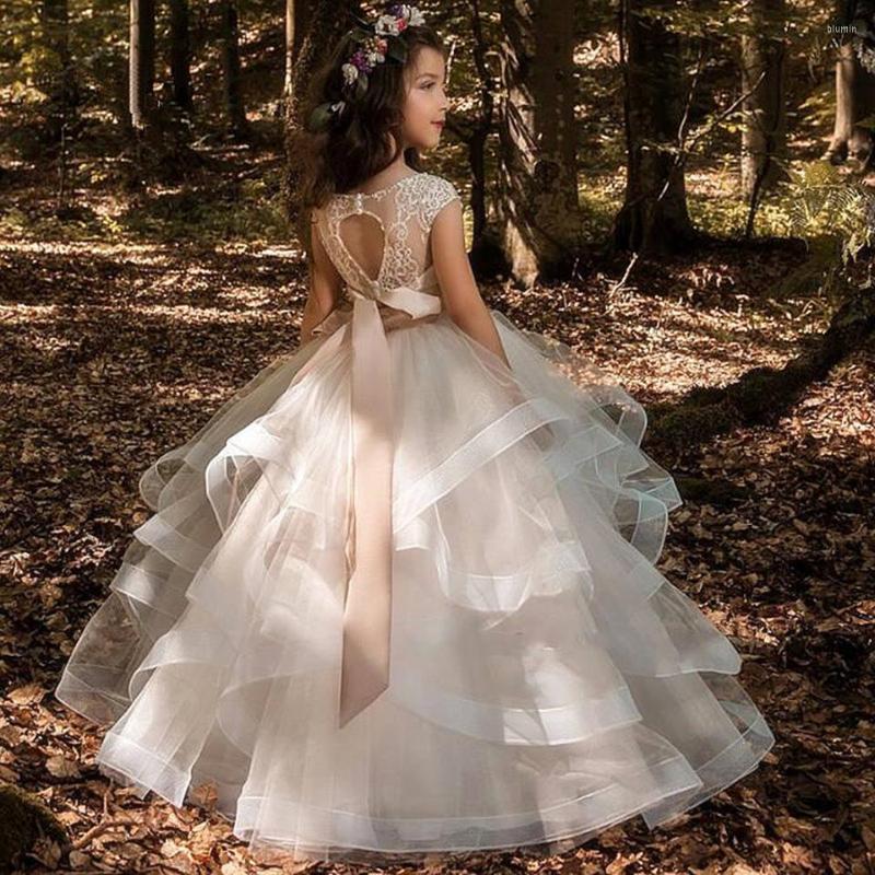 Girl Dresses Elegant Champagne Flower Lace Applique Sleeveless Cascading Tulle Kid Pageant For First Communion Party, White
Girl Dresses Elegant Champagne Flower Lace Applique Sleeveless Cascading Tulle Kid Pageant For First Communion Party, White