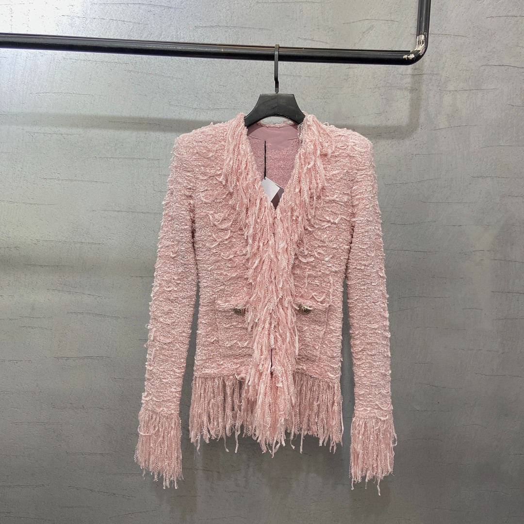 Women' Jackets 2022 European designers design the latest fashion tassel fringed pink tweed coat in autumn and winter
Women' Jackets 2022 European designers design the latest fashion tassel fringed pink tweed coat in autumn and winter