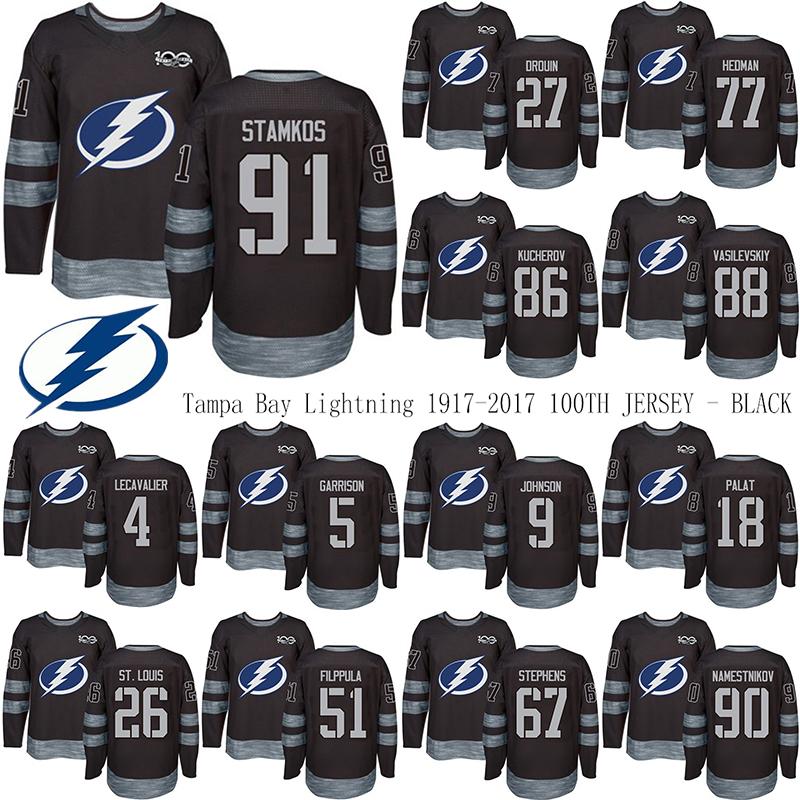 College wear Custom Tampa Bay Lightning 1917-2017 100TH Anniversary Jersey 91 Steven Stamko 86 Kucherov 77 Hedman Any Name Any Number Hockey, Black
College wear Custom Tampa Bay Lightning 1917-2017 100TH Anniversary Jersey 91 Steven Stamko 86 Kucherov 77 Hedman Any Name Any Number Hockey, Black